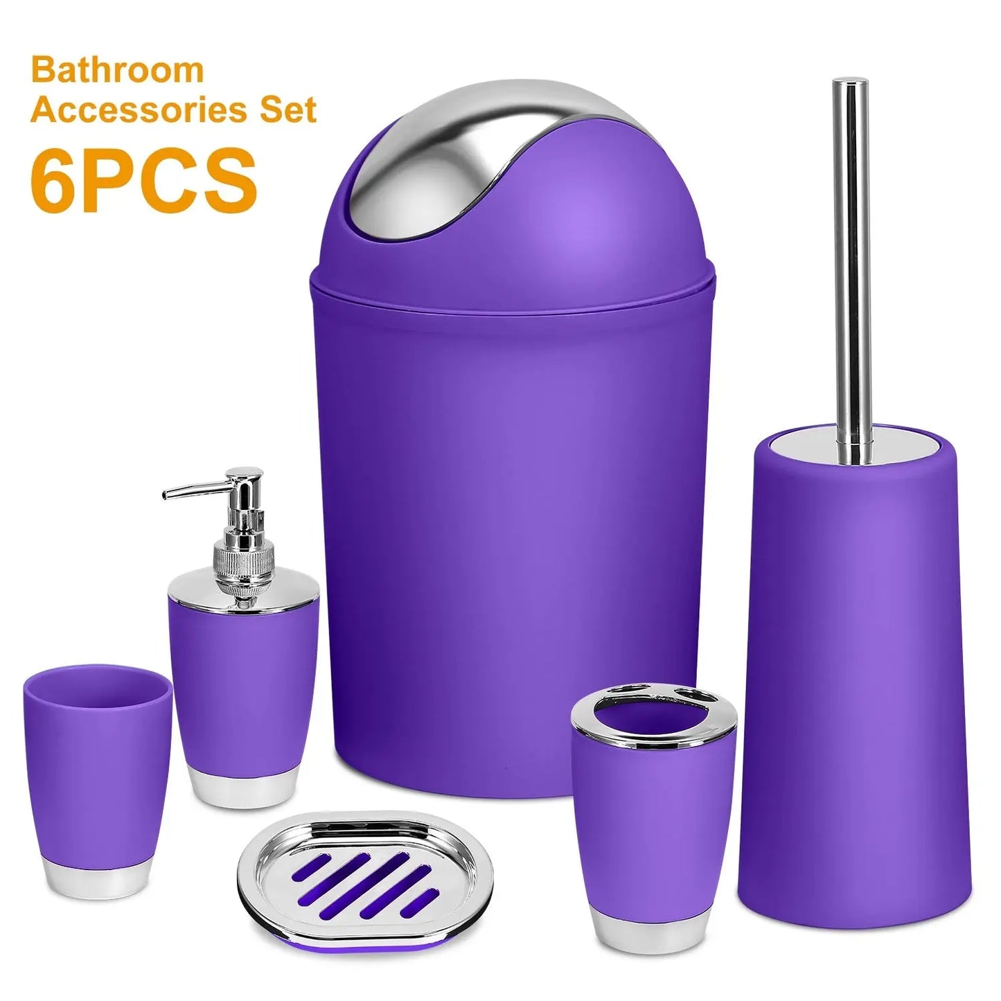 Bathroom Accessories Set 6 Pcs Bathroom Ensemble Complete with Soap Dispenser & Toothbrush Holder Eggracks by Global Phoenix