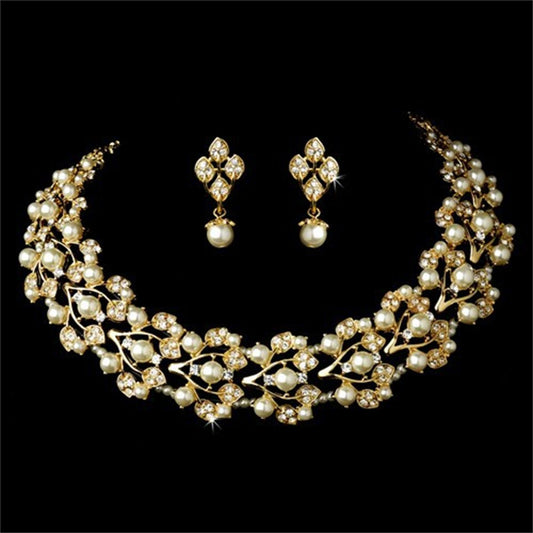 Luxurious Rhinestone Layered Pearl Necklace for Women Vintage Bridal Pearl Necklace - Gee-Commerce, LLC