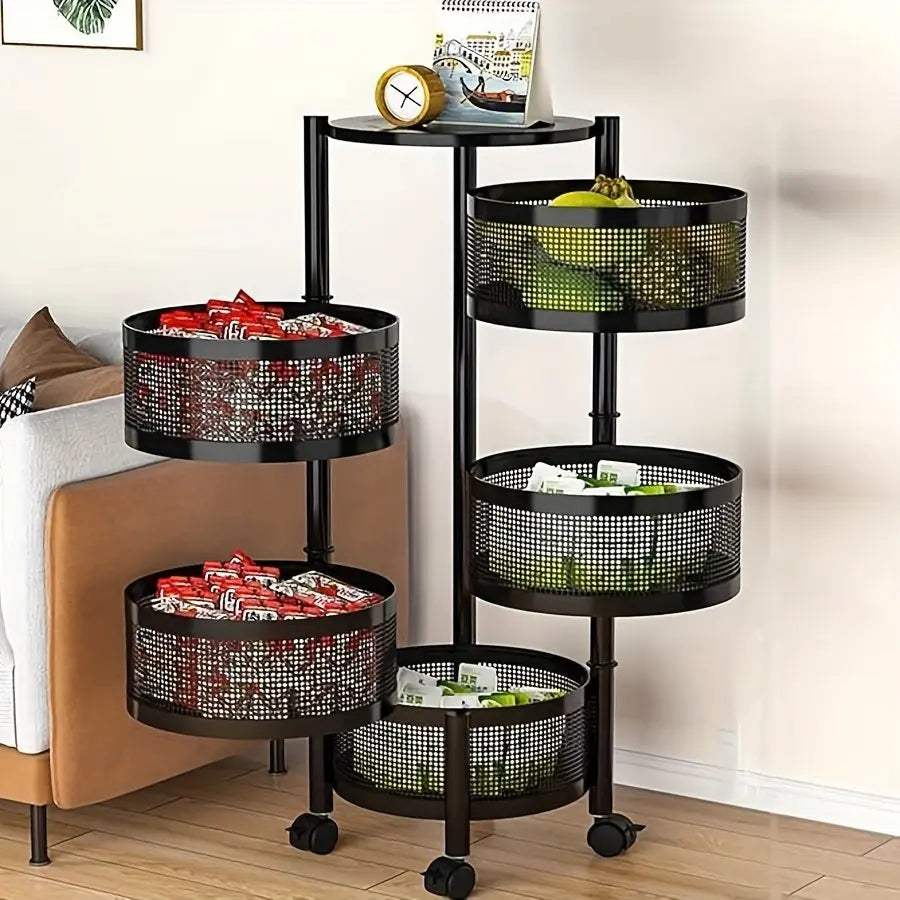 1pc Rotatable Multi-Layer Round Storage Rack Leo home