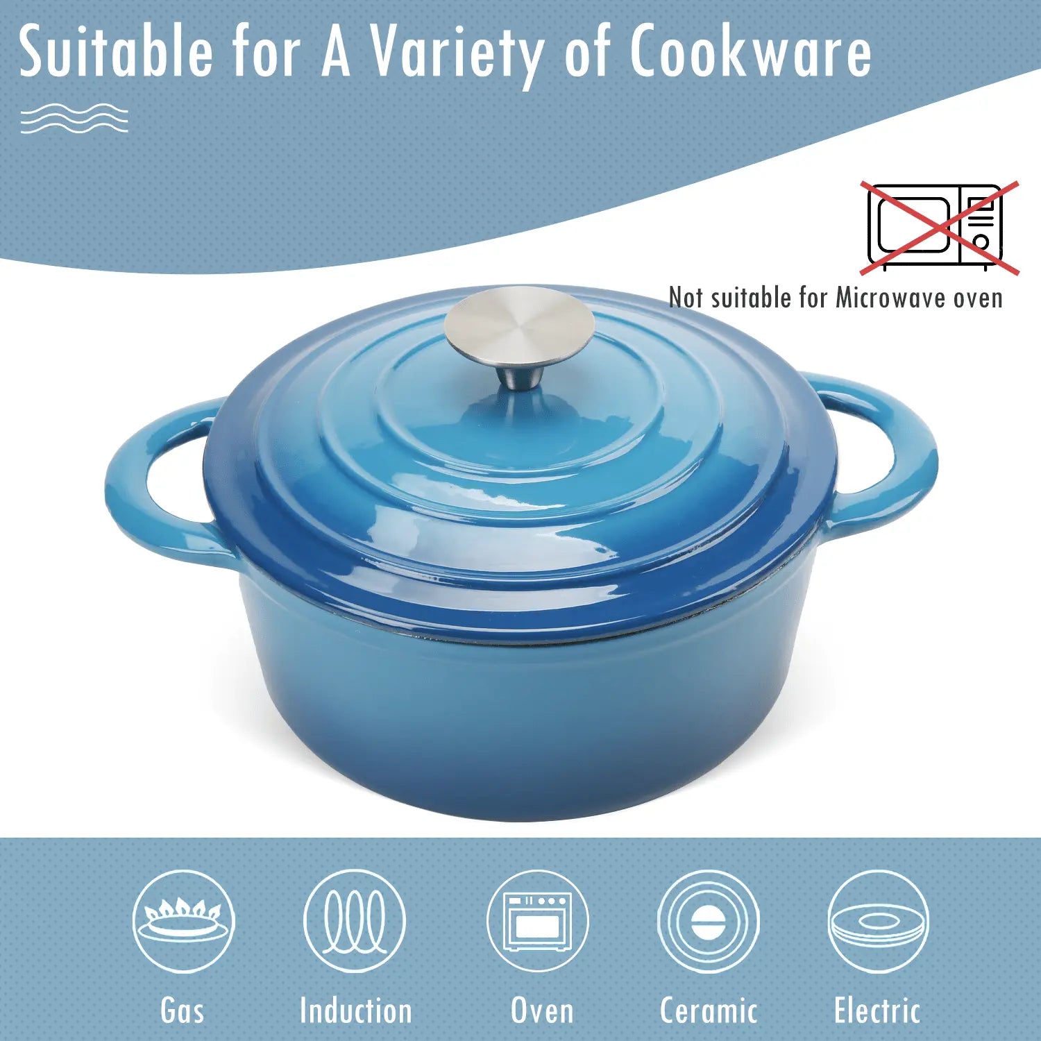 COOKWIN Enameled Cast Iron Dutch Oven with Self Basting Lid;  Enamel Coated Cookware Pot 3QT - Gee-Commerce, LLC