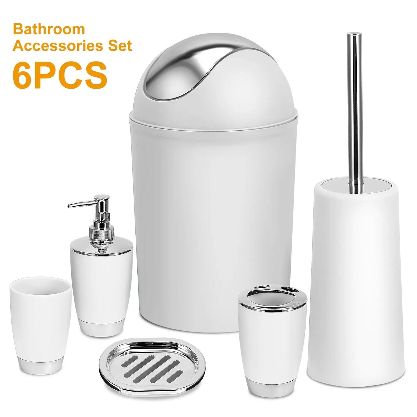 Bathroom Accessories Set 6 Pcs Bathroom Ensemble Complete with Soap Dispenser & Toothbrush Holder Eggracks by Global Phoenix