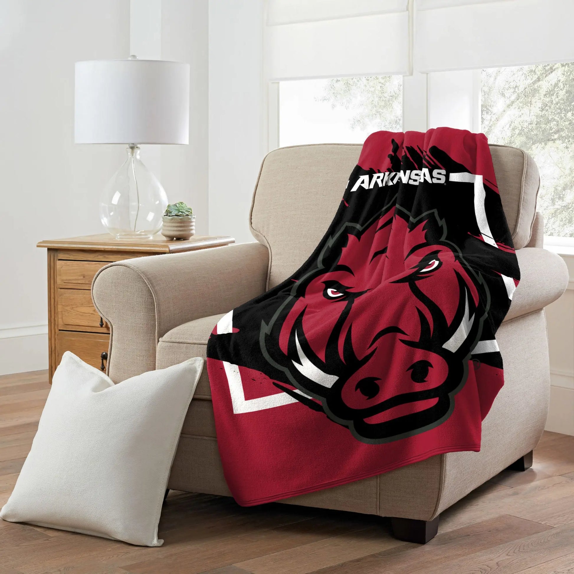 ARKANSAS OFFICIAL NCAA "Dimensional" Micro Raschel Throw Blanket; 46" x 60" The Northwest Company