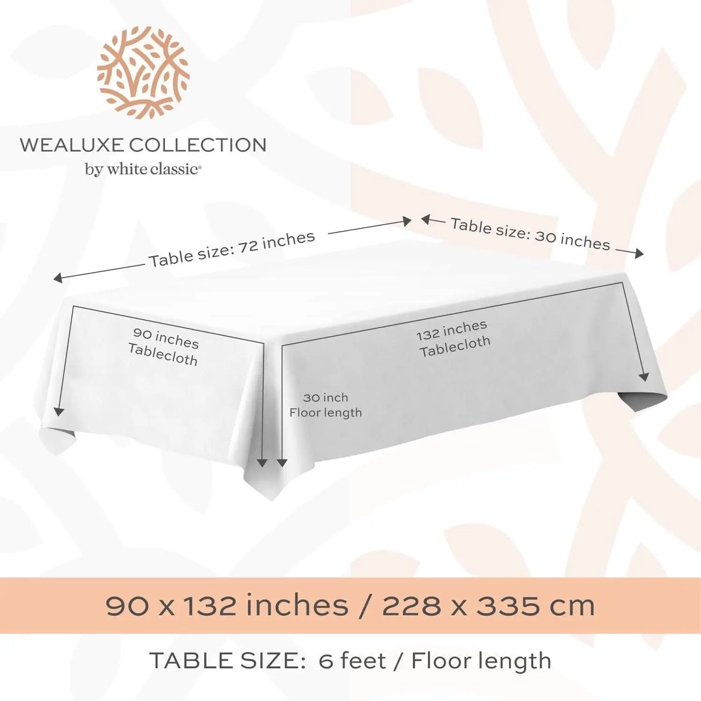 2 Pack Classic White Tablecloth 90x132 inch Doba