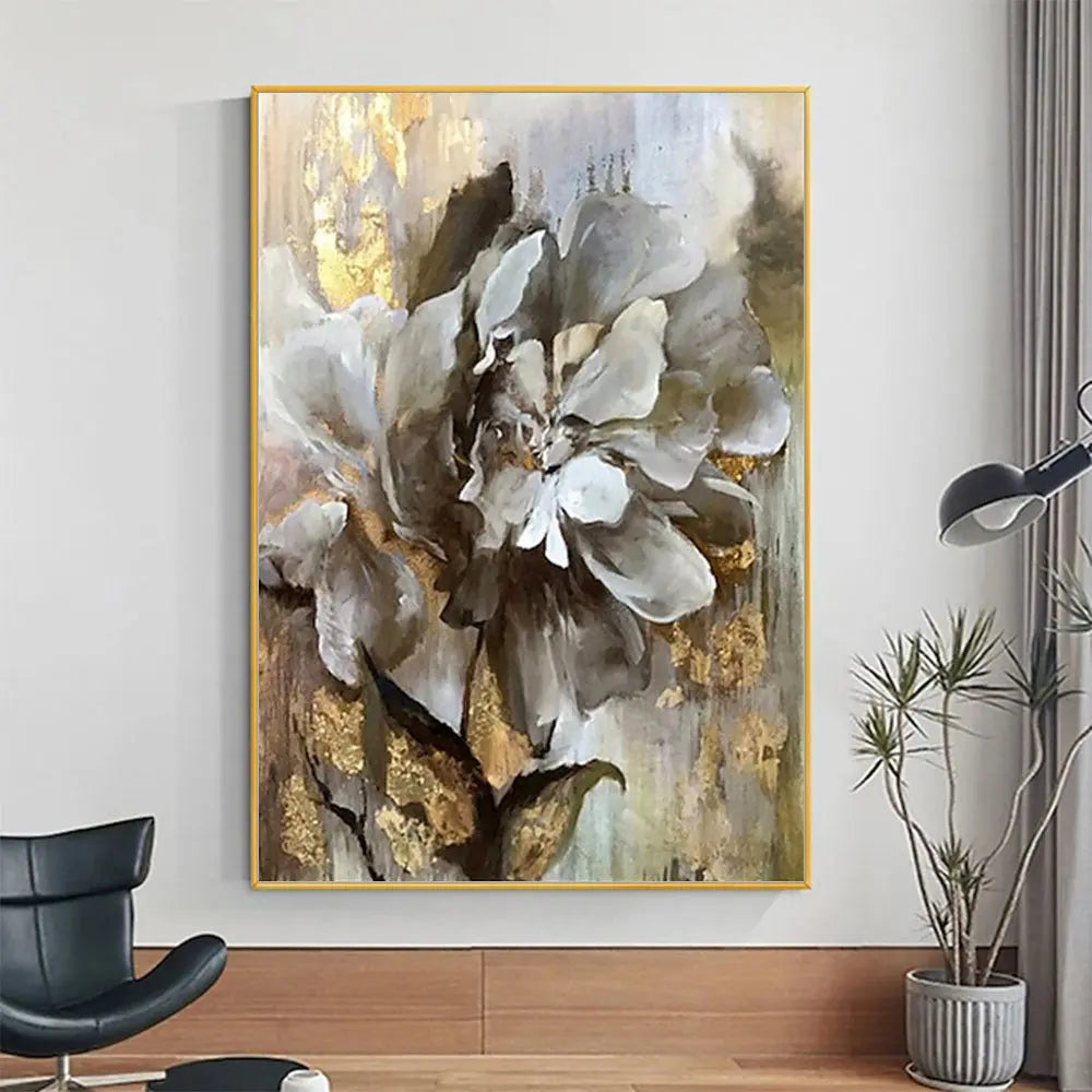 Handmade Flower Single Oil Painting on Canvas Wall Art - Modern Abstract Decorative Painting Doba