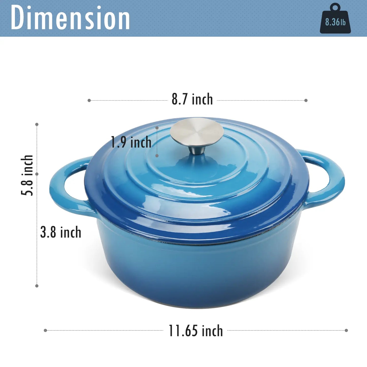 COOKWIN Enameled Cast Iron Dutch Oven with Self Basting 5QT COOKWIN