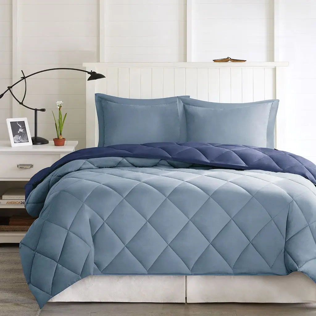 3M Scotchgard Diamond Quilting Reversible Down Alternative Comforter Set - Gee-Commerce, LLC