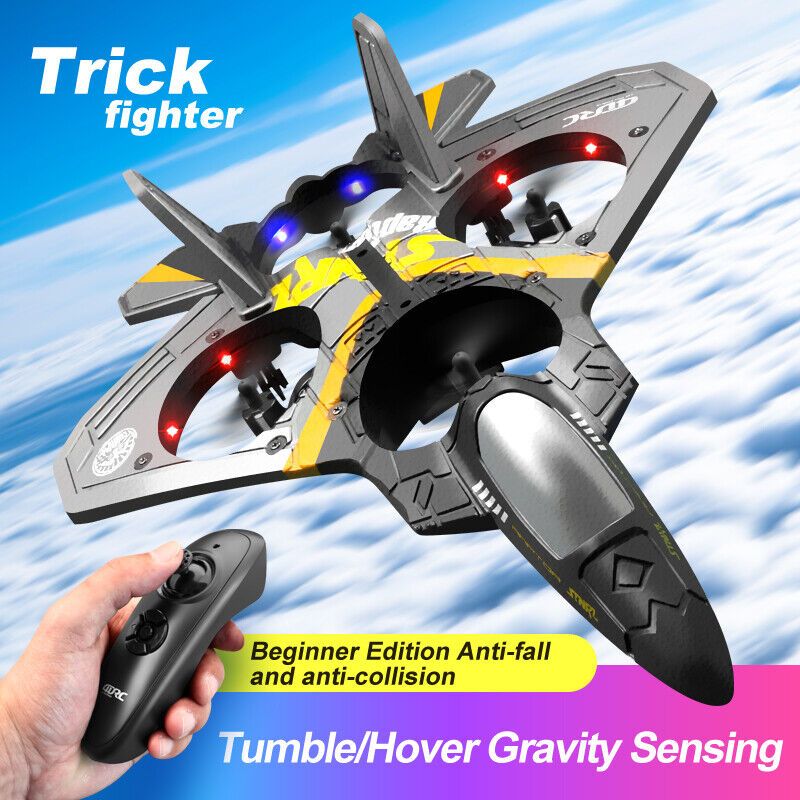 4DRC V17 Remote Control Plane RC Airplanes 2.4GHz 6CH EPP RC Plane 4 Motor RC Aircraft Toys for Adult Kids with Function Gravity Sensing Stunt Roll Cool Light RC Planes Airplanes Doba