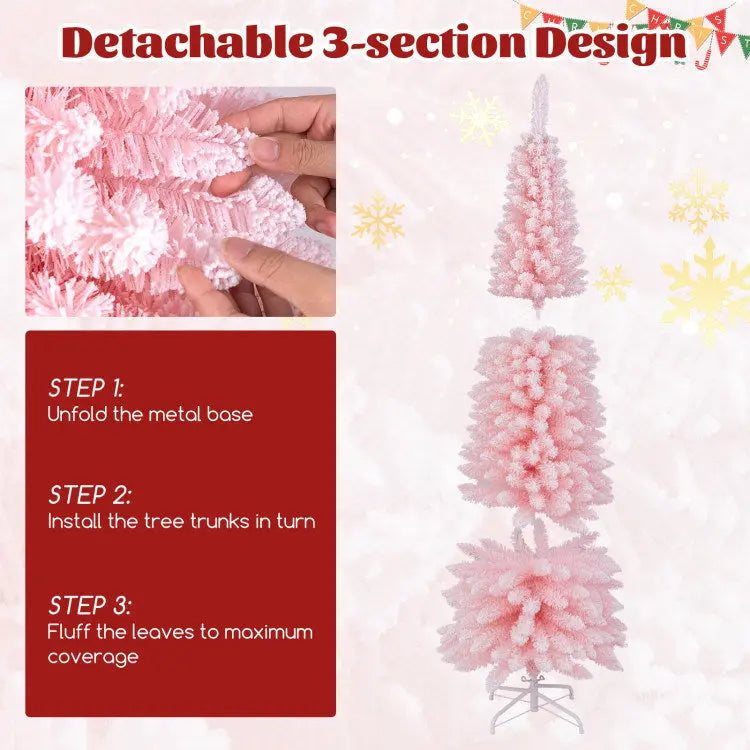 6 FT Artificial Pink Christmas Tree with 460 Branch Tips Hooya Imp. & Exp.