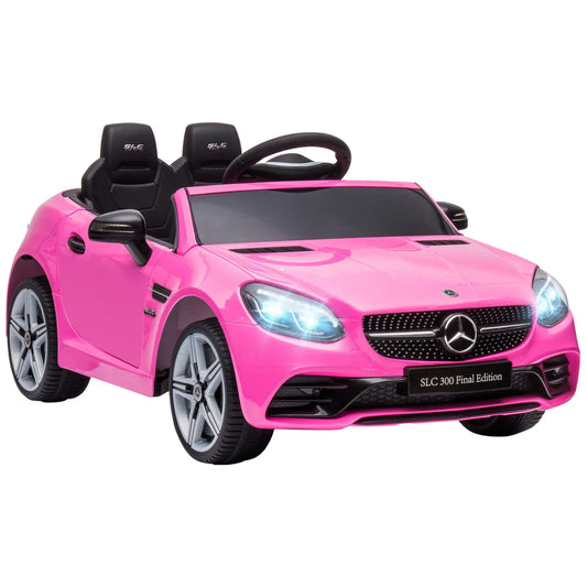 Aosom Mercedes SLC 300 Licensed Kids Electric Car with Remote Control, 12V Battery Powered Kids Ride on Car with Music, Lights, Suspension for 3-6 Years Old, Pink FX070