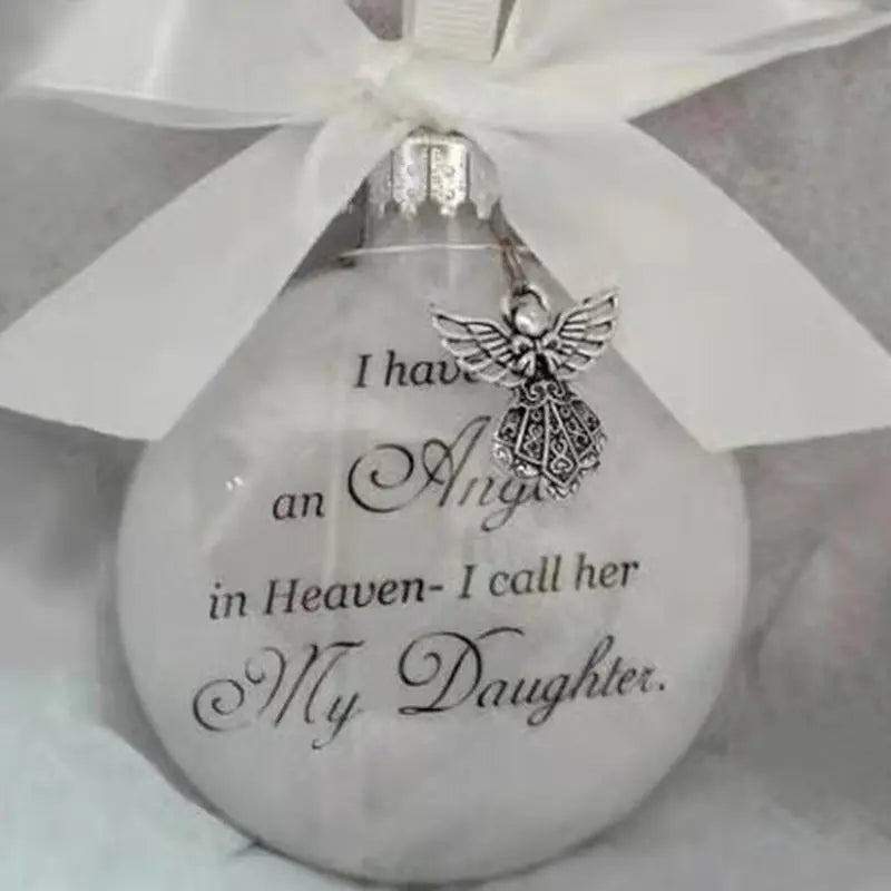 In Heaven Relatives Name Ornament, Keepsake Feather Plastic Ball Christmas Tree Charm Hanging Doba