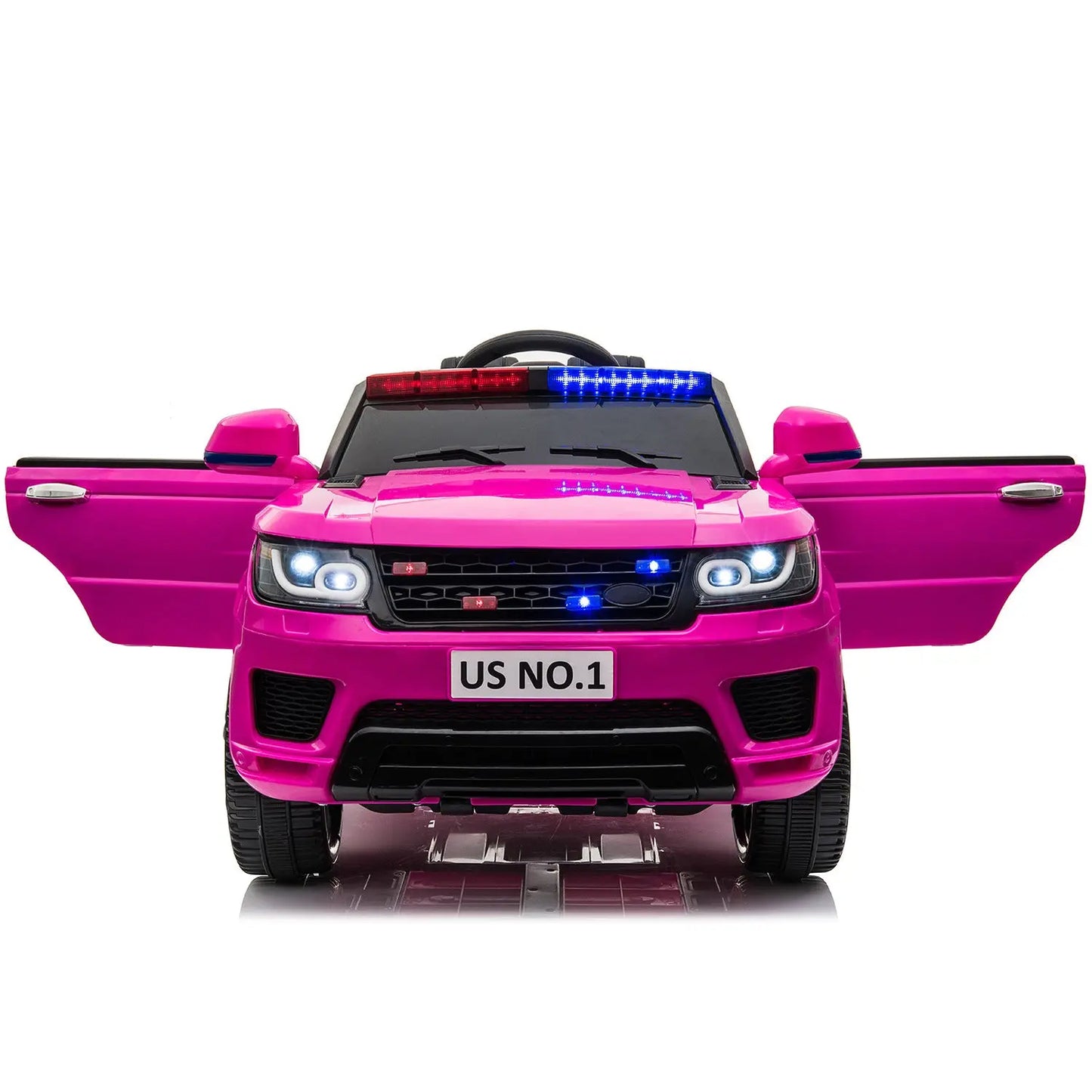 12V Kids Ride On SUV Cop Car with Remote Control, Siren Sounds Alarming Lights, Music Story - Rose Red FX070