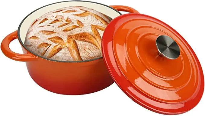 COOKWIN Enameled Cast Iron Dutch Oven with Self Basting Lid;  Enamel Coated Cookware Pot 4.5QT COOKWIN