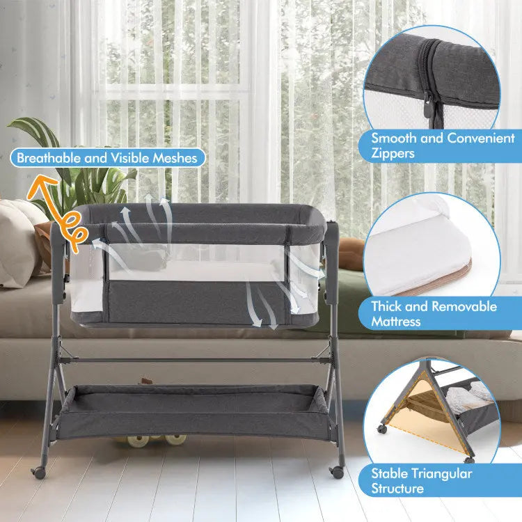 Height Adjustable Bedside Sleeper with Storage Bag and Soft Mattress for Baby Hooya Imp. & Exp.