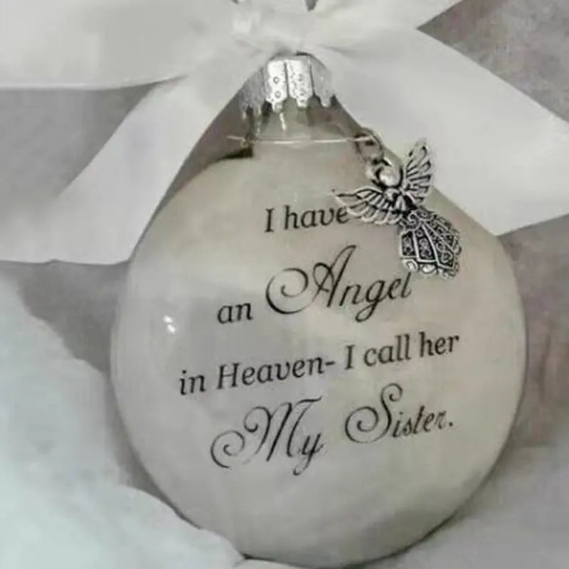 In Heaven Relatives Name Ornament, Keepsake Feather Plastic Ball Christmas Tree Charm Hanging Doba