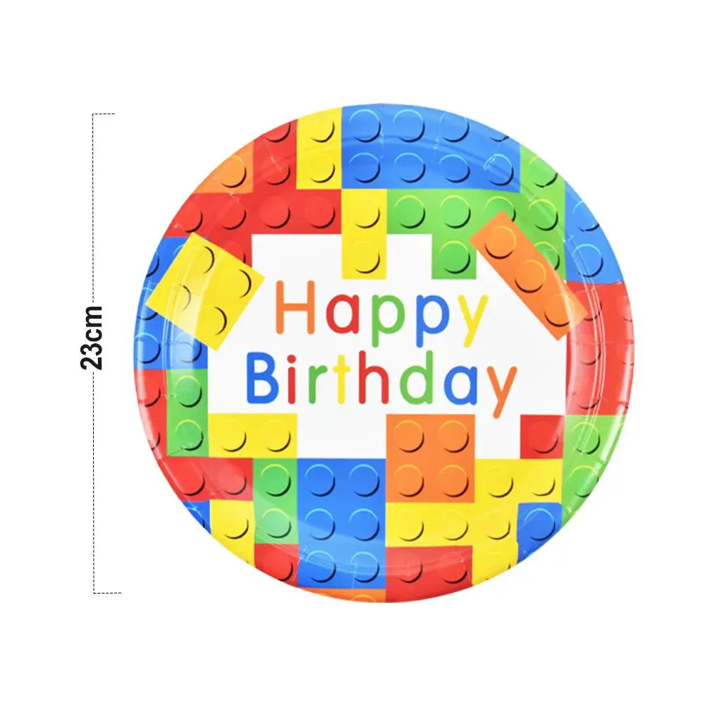 Lego Party Round 9inch Party Plates - Vibrant & Fun-Themed Party Tableware -72pcs - Gee-Commerce, LLC