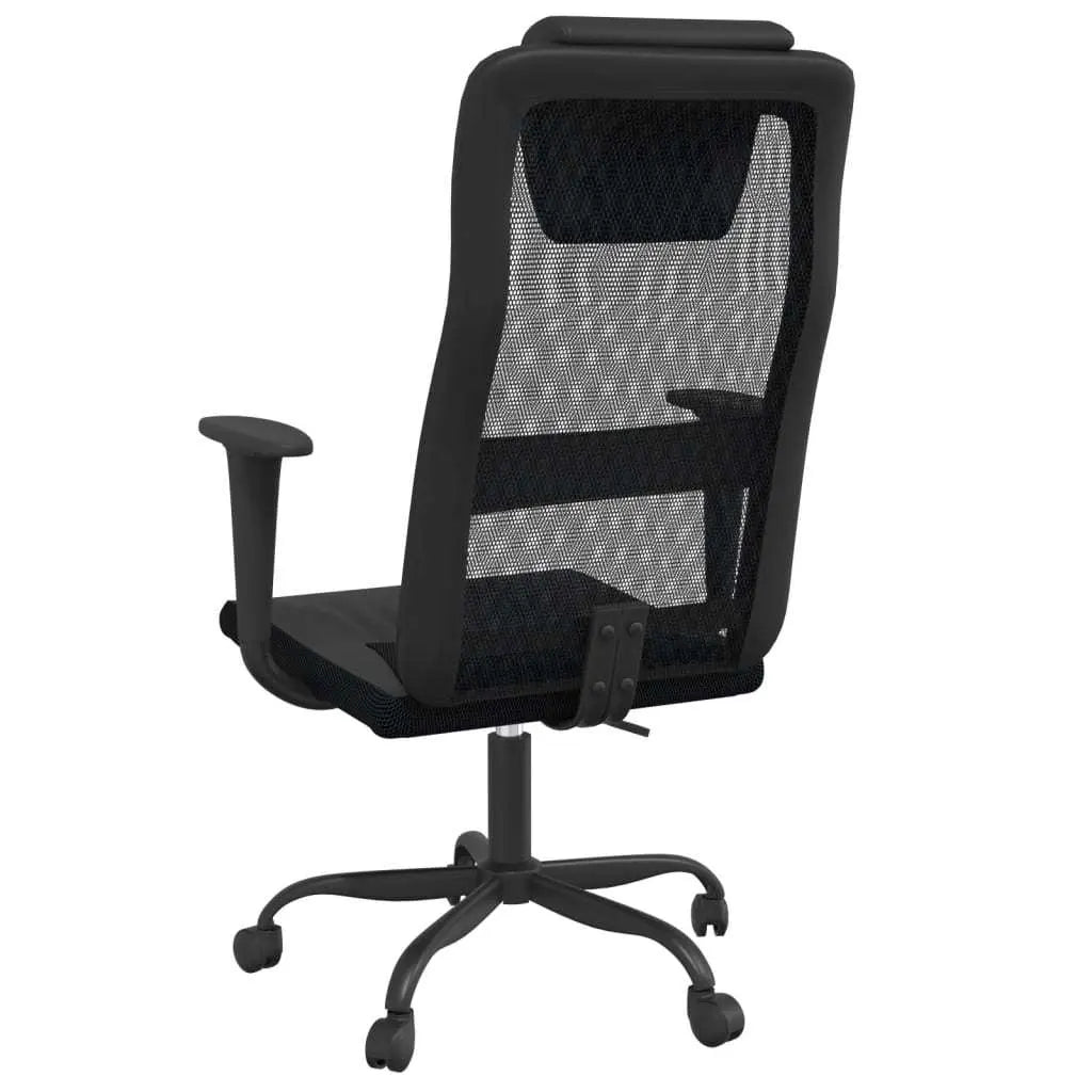 Office Chair Black Mesh Fabric and Faux Leather Doba