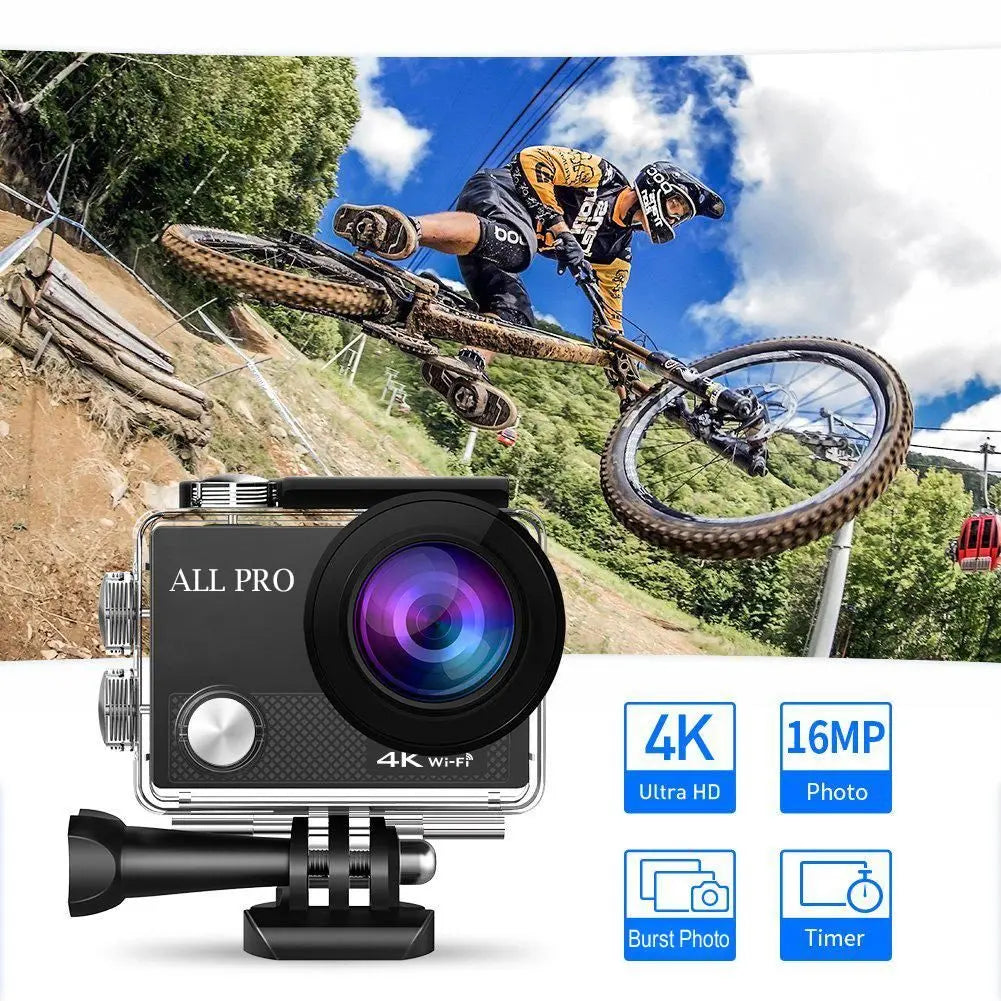 4K Action Pro Waterproof UHD Wi-Fi Camera with RF Remote and Accessories - Gee-Commerce, LLC