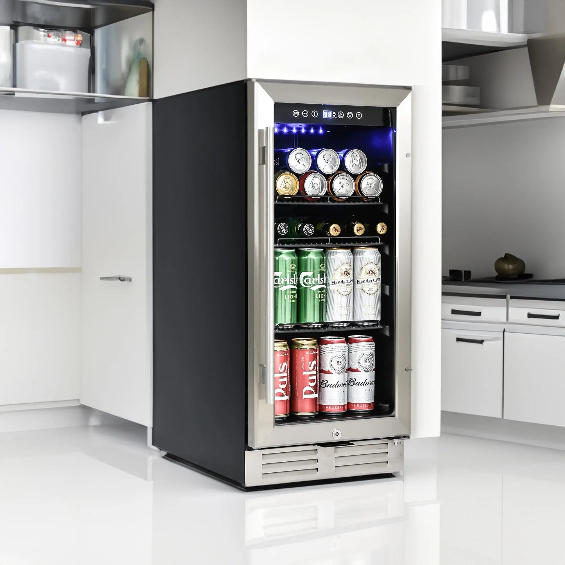 Premium 15-inch Mini Beverage Refrigerator / Wine Cooler - Built-in & Freestanding Doba