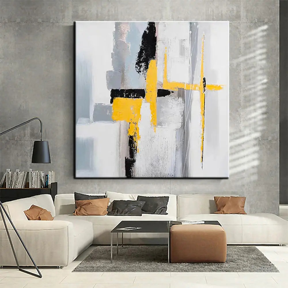 Hand Painted Single Piece Oil Paintings Black and white gold Modern Abstract Doba