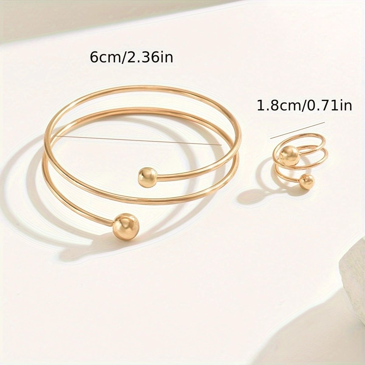 14K Gold Plated Minimalist  Bangle and Ring Set Doba