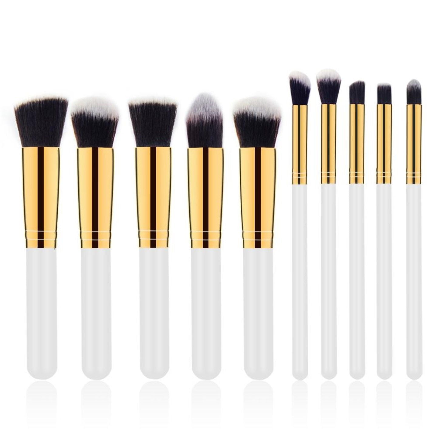 10 pcs makeup brush set (White Golden)