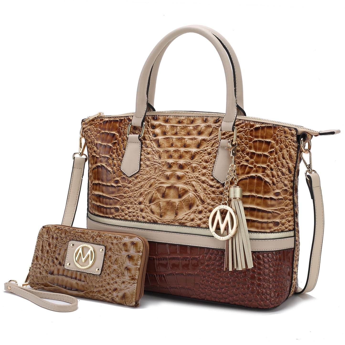 MKF Collection Autumn Crocodile Skin Tote Handbag with Wallet by Mia k Doba