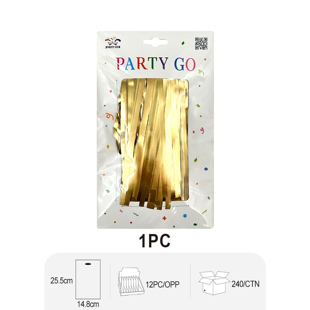 12 Pack Champagne Gold Tinsel Foil Fringe Curtain Backdrop Doba