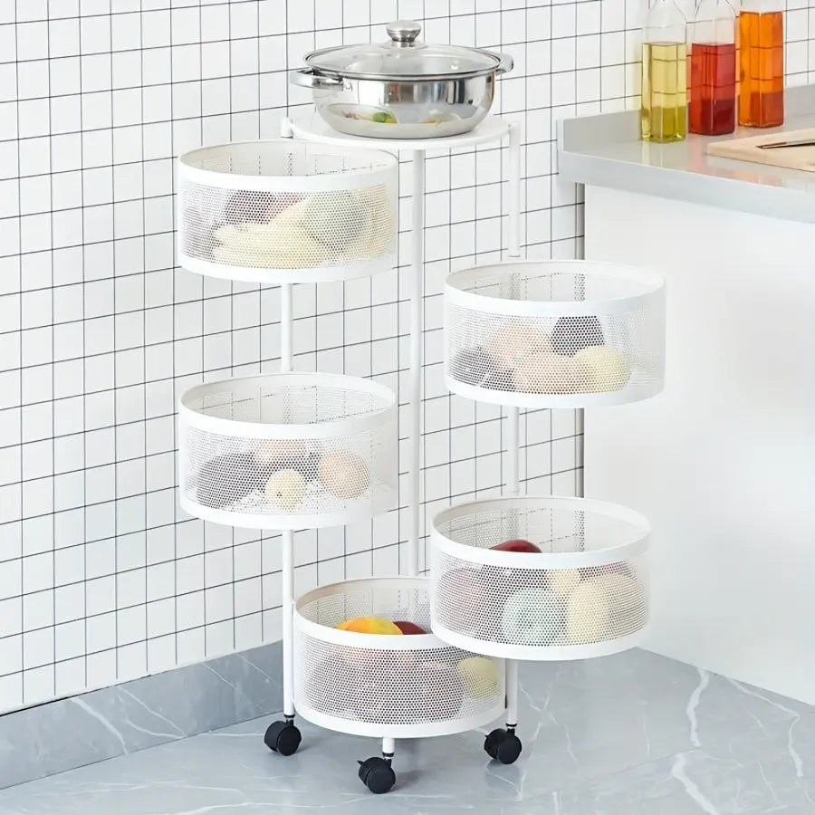 1pc Rotatable Multi-Layer Round Storage Rack Leo home