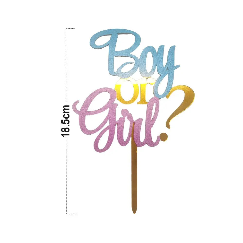 Boy or Girl Cake Decoration - Blue and Pink Glitter Baby Shower Party Decoration - Gee-Commerce, LLC