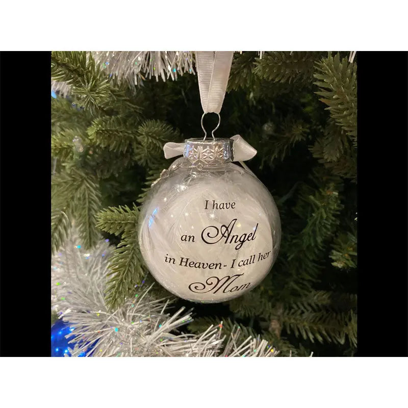 In Heaven Relatives Name Ornament, Keepsake Feather Plastic Ball Christmas Tree Charm Hanging Doba