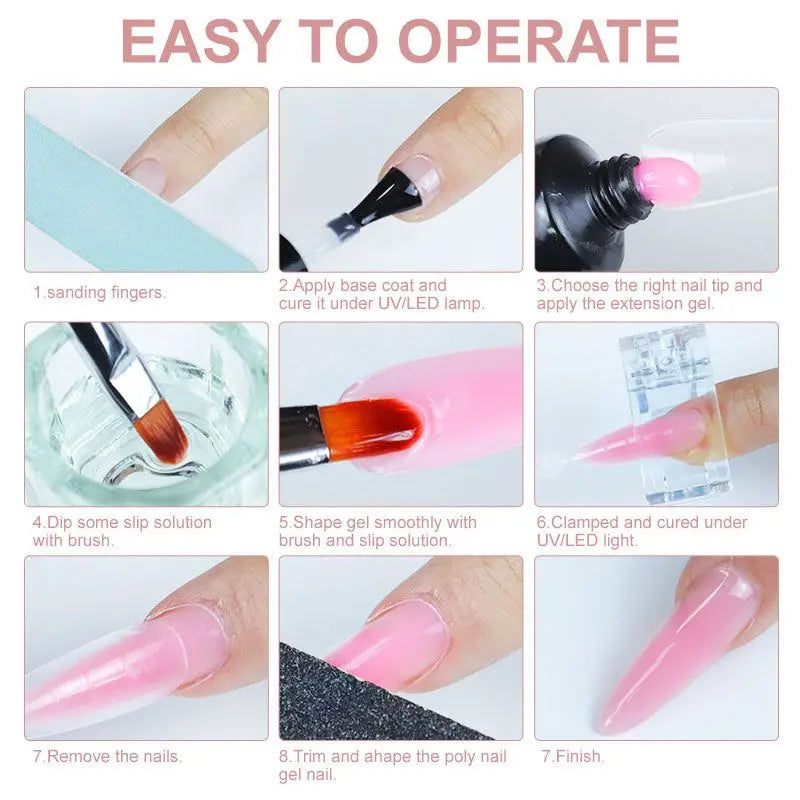 Fingernail Gel Polish Products Set Manicure Cuticle Pusher Tips Finger Extend Mold Glue Poly Nail Accessories Art Brush Tool Kit Doba