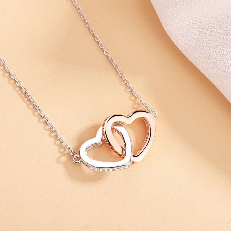 Silver Heart Two Color Necklace Double Mood Valentine's Day Gift - Gee-Commerce, LLC