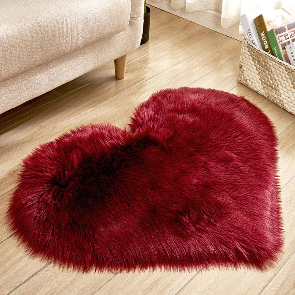 1pc Heart Shaped Area Rug, Plush Faux-Fur Carpet For Living Room & Bedroom, Home Decor Valentine's Day Decor 19.6in*23.6in/50cm*60cm - Gee-Commerce, LLC