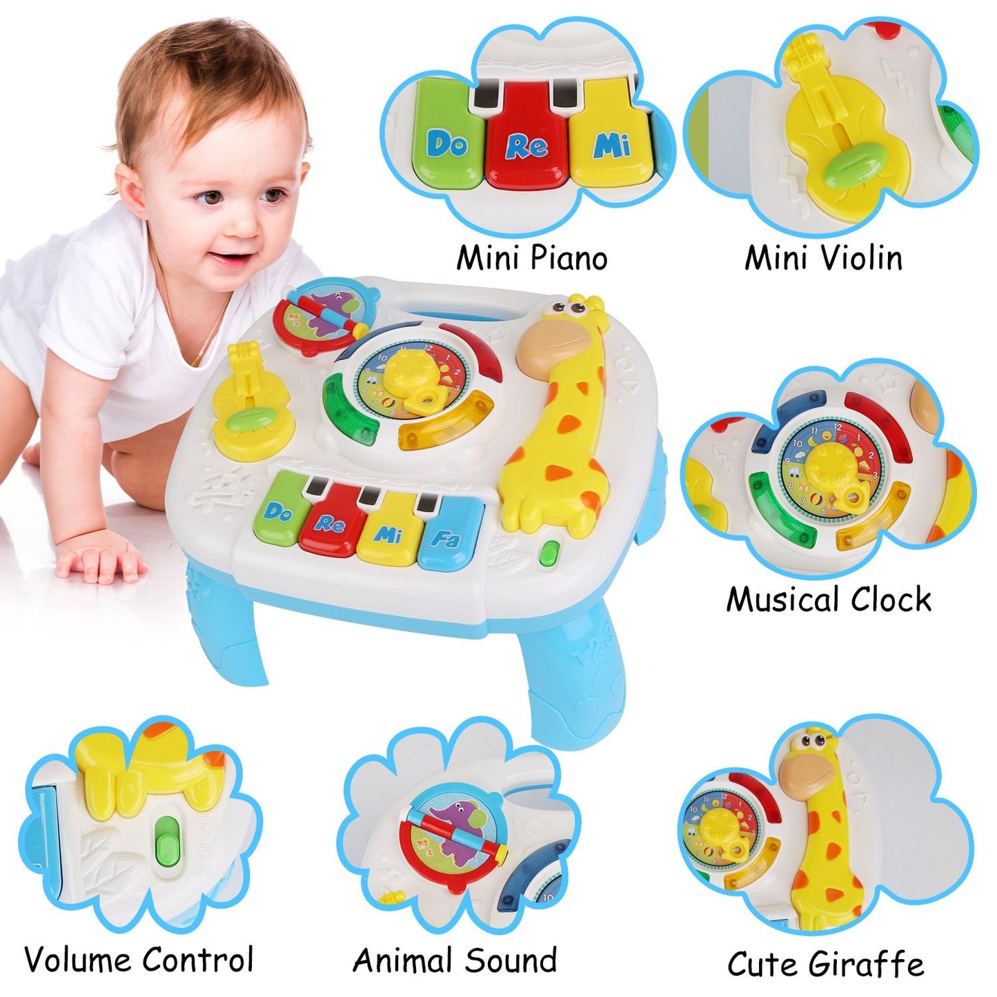 Toddler Musical Learning Table Educational Baby Toys Musical Activity Table Learning Center for 6+ Months Boys Girls Gift Doba