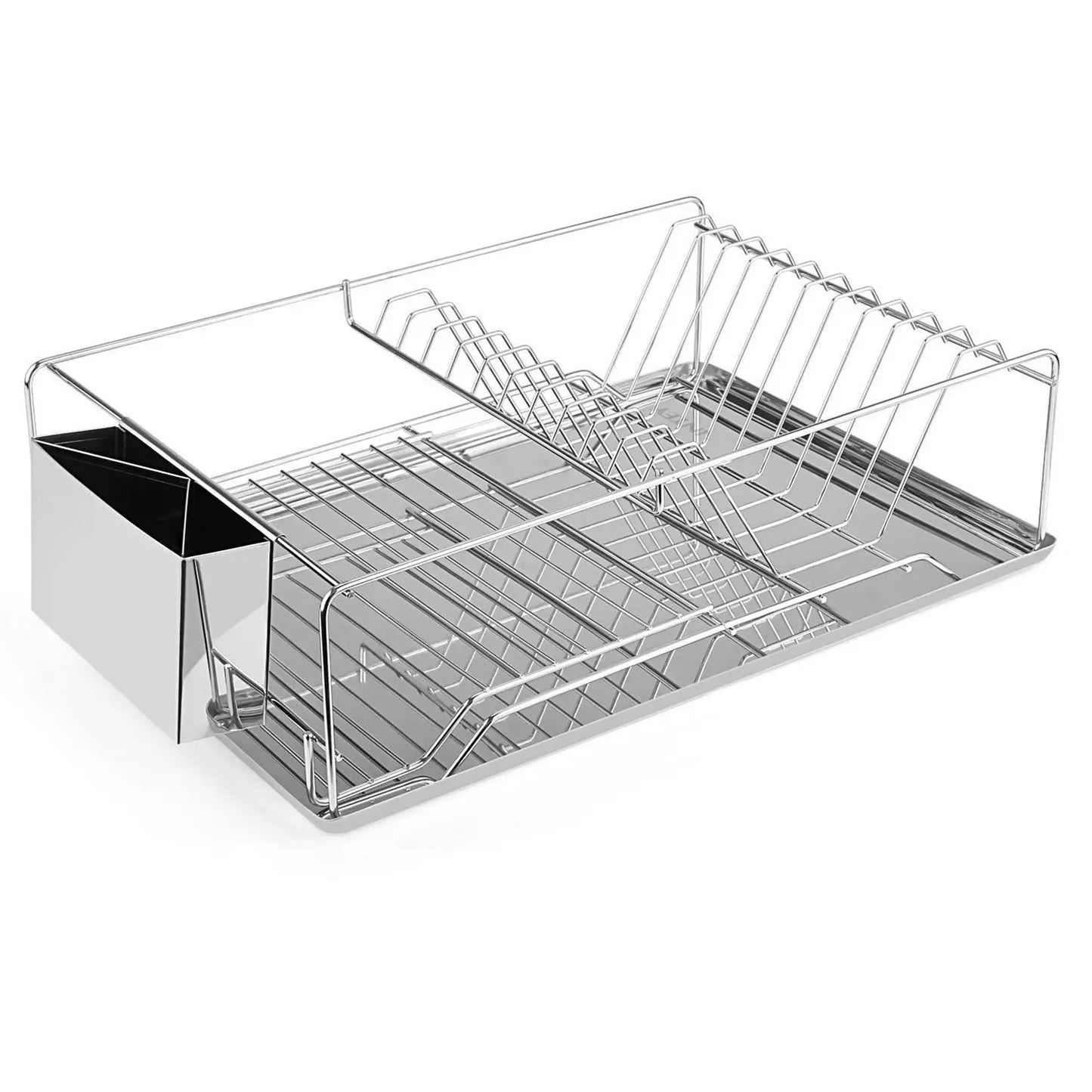 Stainless Steel Dish Rack w/ Drainboard Cutlery Holder Doba