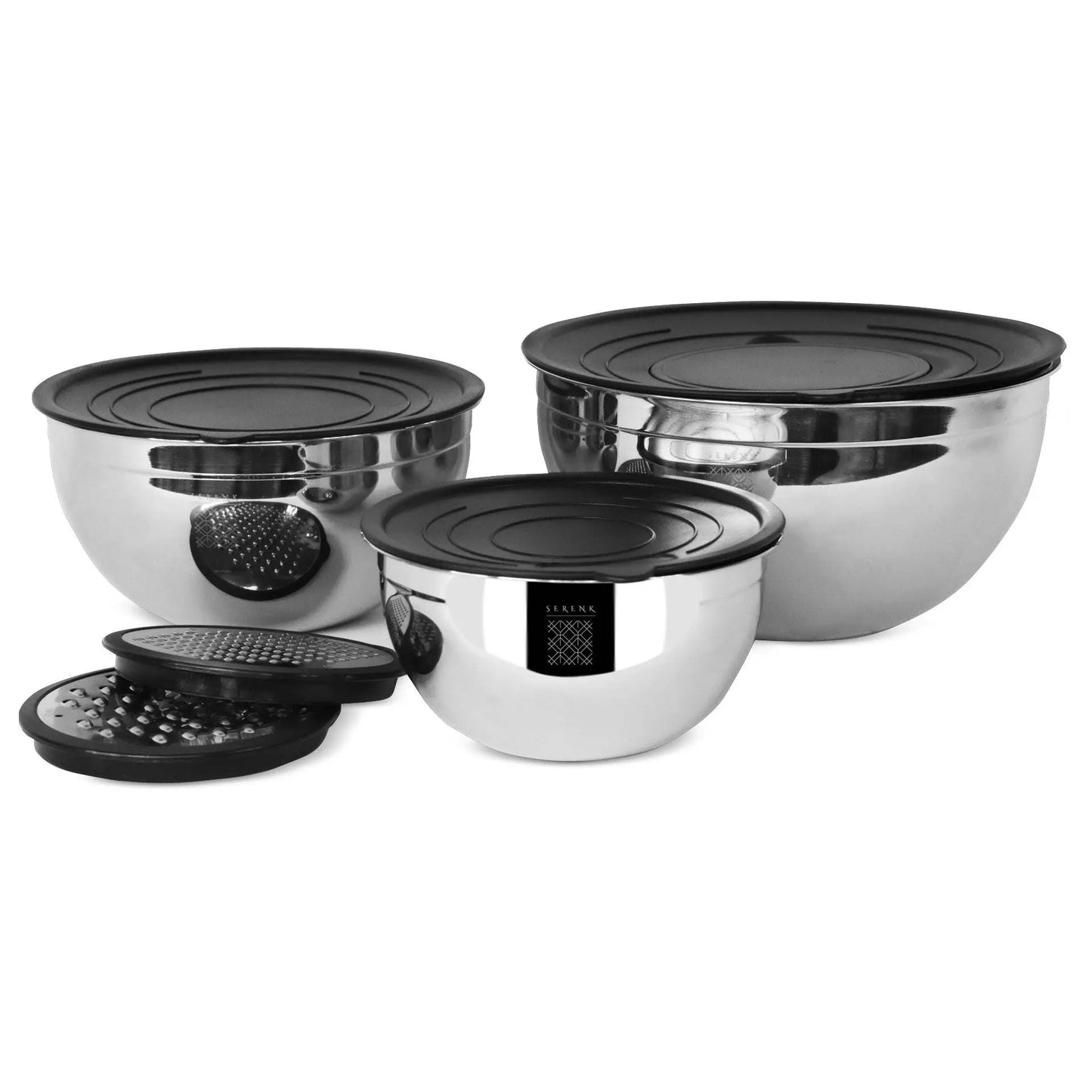 Serenk Modernist 9 Pieces Stainless Steel Mixing and Storage Bowl Set with Grater Doba