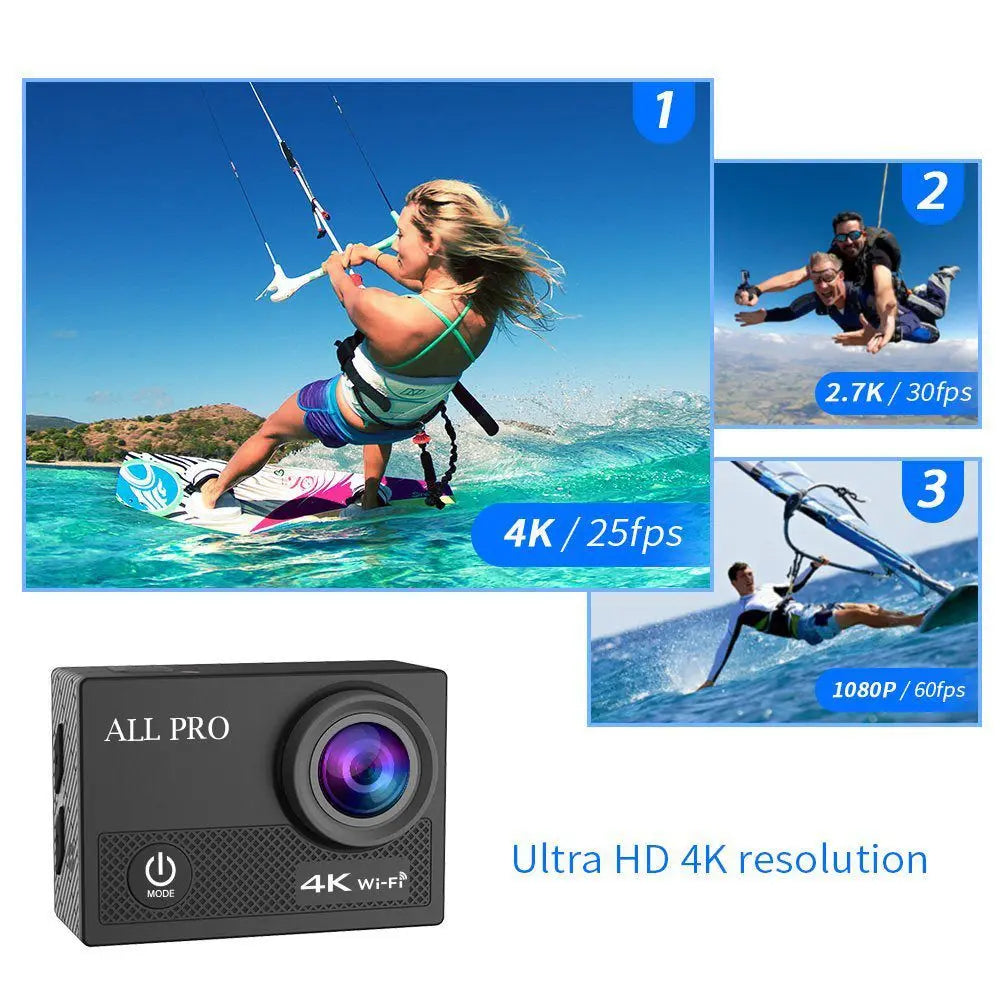 4K Action Pro Waterproof UHD Wi-Fi Camera with RF Remote and Accessories - Gee-Commerce, LLC