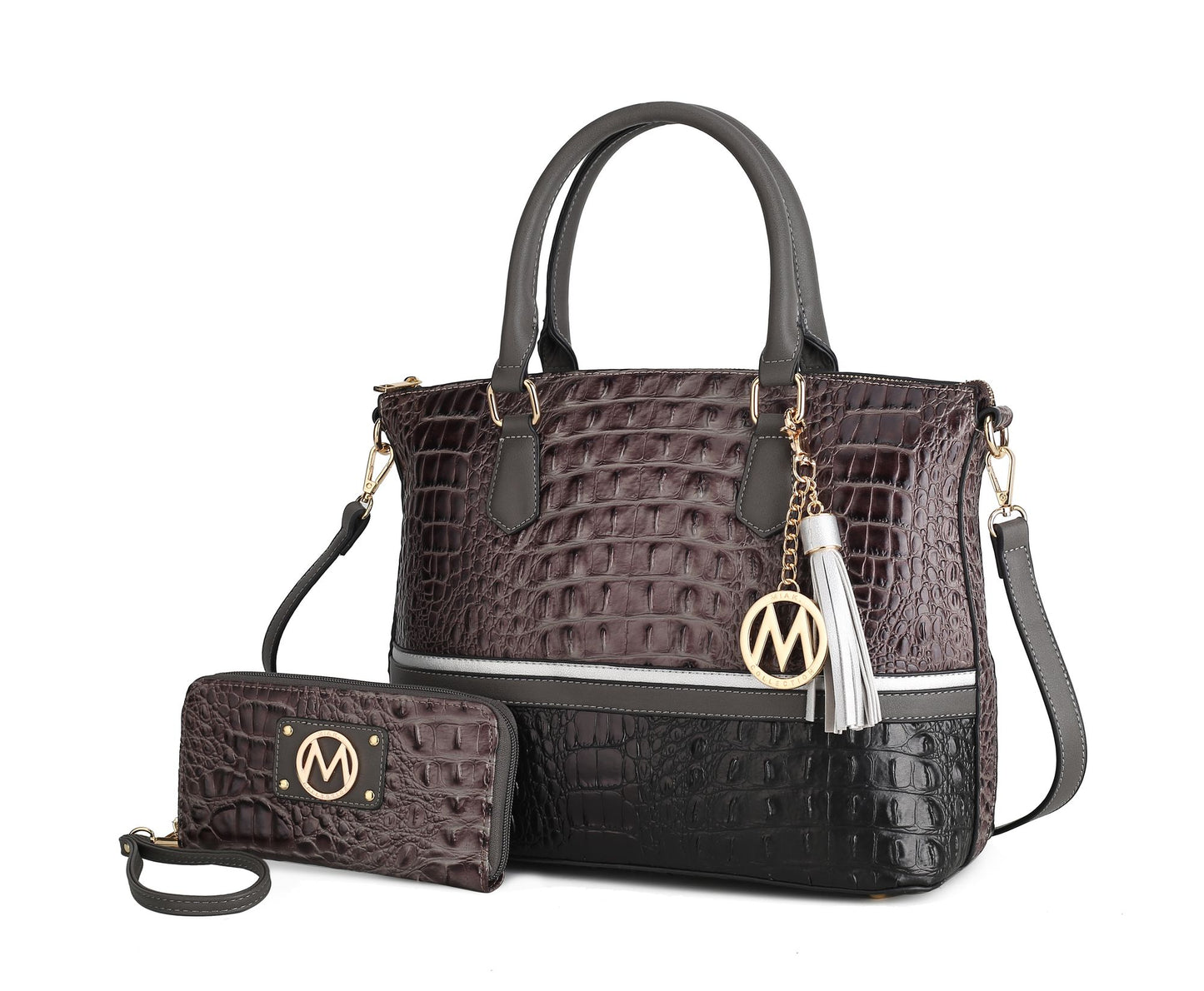 MKF Collection Autumn Crocodile Skin Tote Handbag with Wallet by Mia k Doba