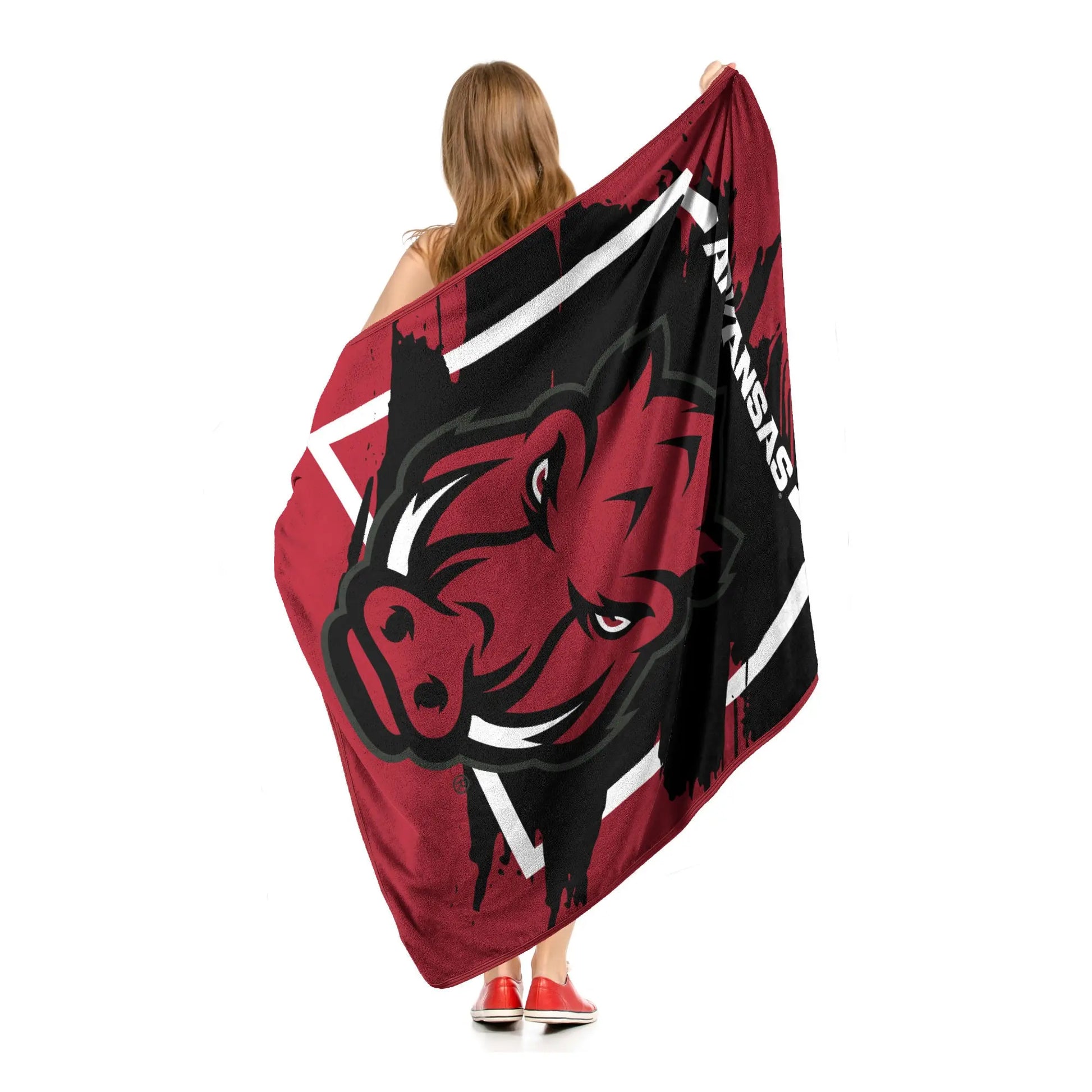 ARKANSAS OFFICIAL NCAA "Dimensional" Micro Raschel Throw Blanket; 46" x 60" The Northwest Company