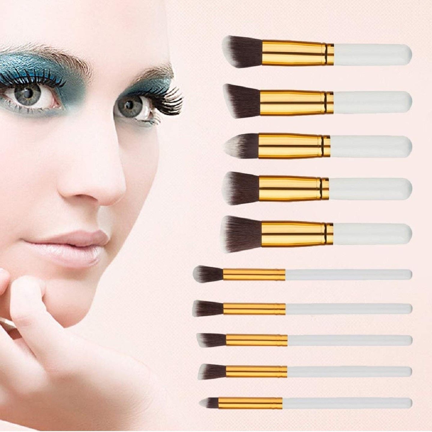 10 pcs makeup brush set (White Golden)