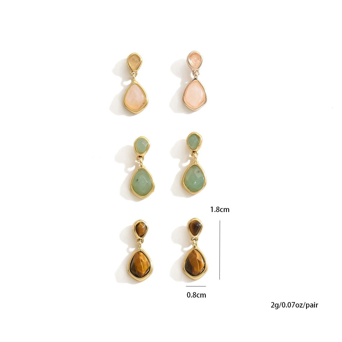 Natural Stone Drop  Earrings Set - 3 Pairs Doba