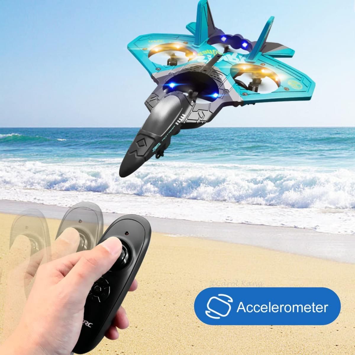 4DRC V17 Remote Control Plane RC Airplanes 2.4GHz 6CH EPP RC Plane 4 Motor RC Aircraft Toys for Adult Kids with Function Gravity Sensing Stunt Roll Cool Light RC Planes Airplanes Doba