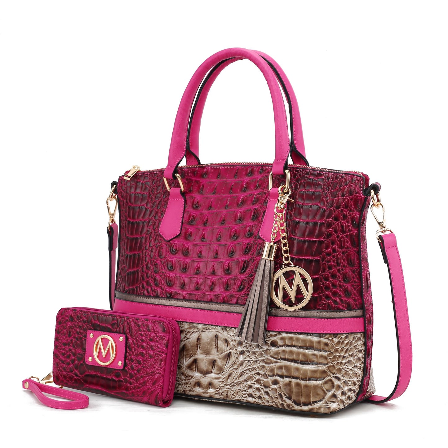 MKF Collection Autumn Crocodile Skin Tote Handbag with Wallet by Mia k Doba