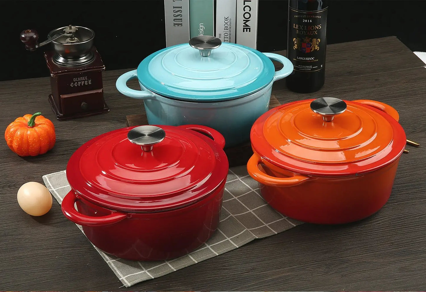 COOKWIN Enameled Cast Iron Dutch Oven with Self Basting 5QT COOKWIN