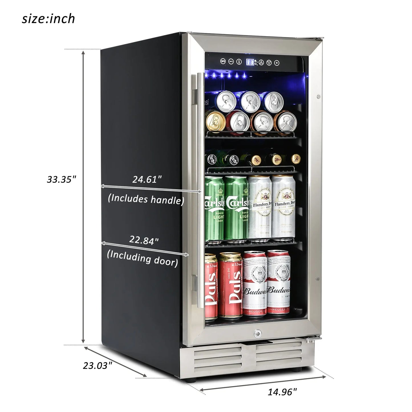 Premium 15-inch Mini Beverage Refrigerator / Wine Cooler - Built-in & Freestanding Doba