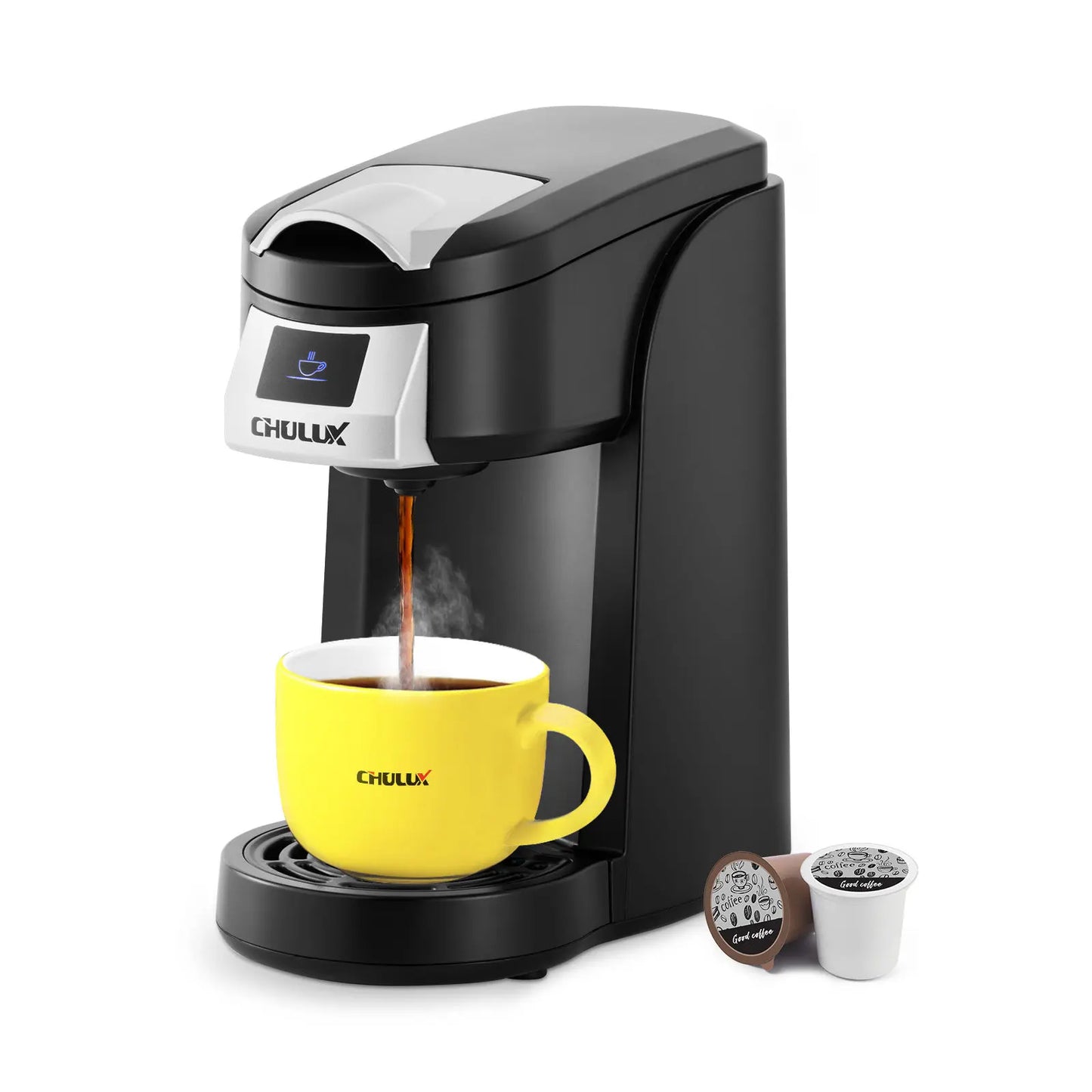 Single Serve Coffee Maker KCUP Pod Coffee Brewer, CHULUX Upgrade Single Cup Coffee Machine Fast Brewing, All in One Simply Coffee Maker for K CUP Ground Coffee Tea, Mini Coffee Machine Brew in Minutes Doba