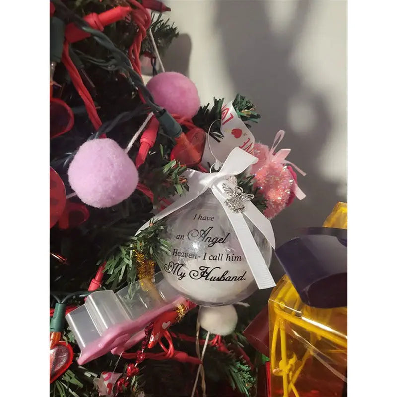 In Heaven Relatives Name Ornament, Keepsake Feather Plastic Ball Christmas Tree Charm Hanging Doba