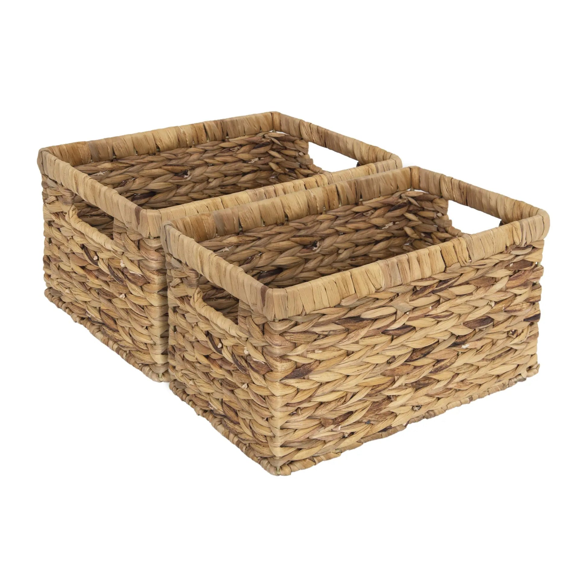 Wicker Basket, Baskets for Organizing, Storage Basket with Built-in Handles, Water Hyacinth for Shelves, 2-Pack Doba