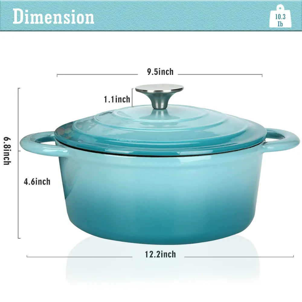 COOKWIN Enameled Cast Iron Dutch Oven with Self Basting Lid;  Enamel Coated Cookware Pot 4.5QT COOKWIN