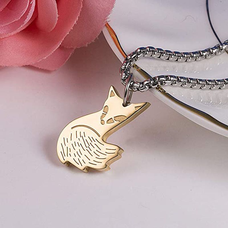 Couple Fox Necklace;  Stainless Steel Fox Couples Necklaces Jewelry Gift for Valentine's Day - Gee-Commerce, LLC